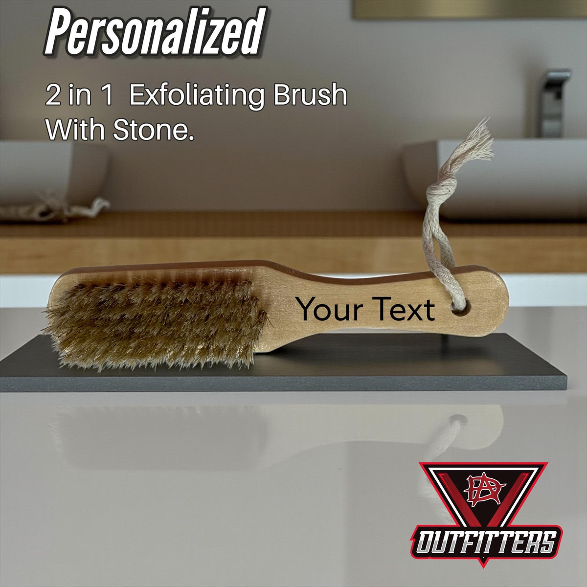 Wooden Pumice Brush - Dual Sided Hand, Nail and Foot Cleaner - Personalized Spa Gift