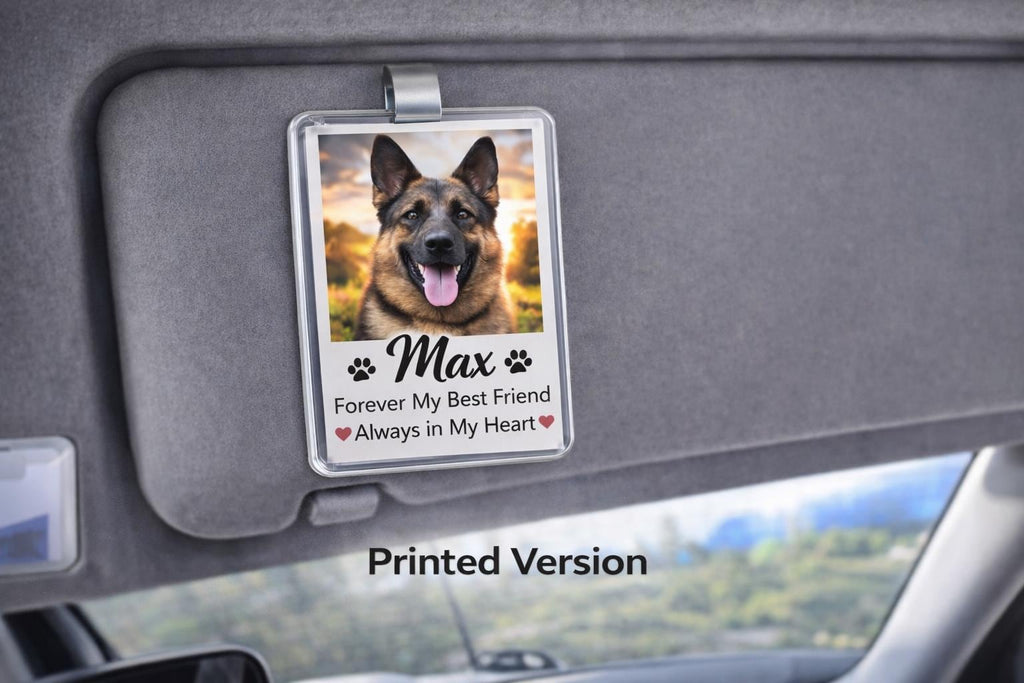 Personalized Dog Memorial Car Visor Clip, Pet Loss Sympathy Gift, Custom Dog Photo Car Accessory, Pet Remembrance Gift, Dog  Keepsake