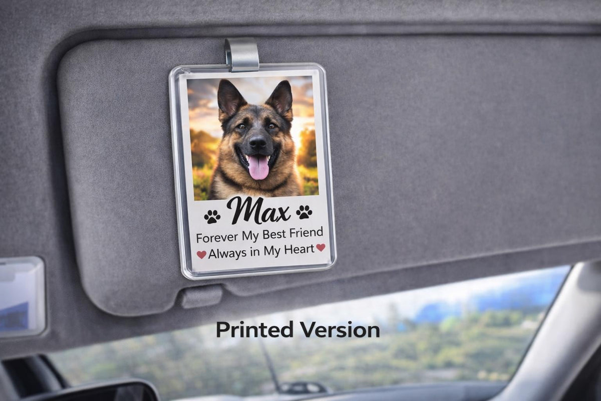 Personalized Dog Memorial Car Visor Clip, Pet Loss Sympathy Gift, Custom Dog Photo Car Accessory, Pet Remembrance Gift, Dog  Keepsake