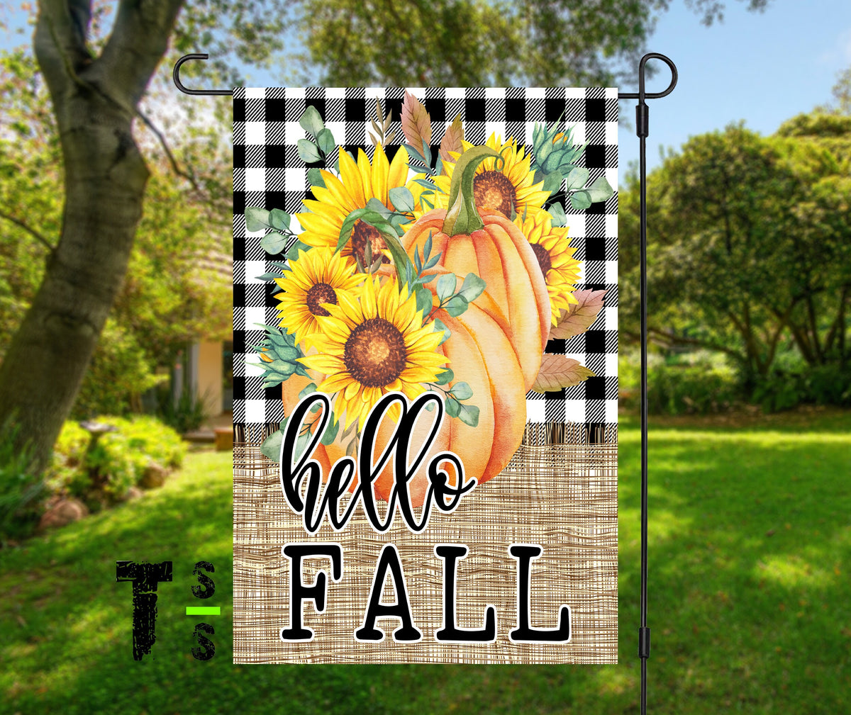 Hello Fall Pumpkin & Flower Garden Flag | Autumn Yard Decor