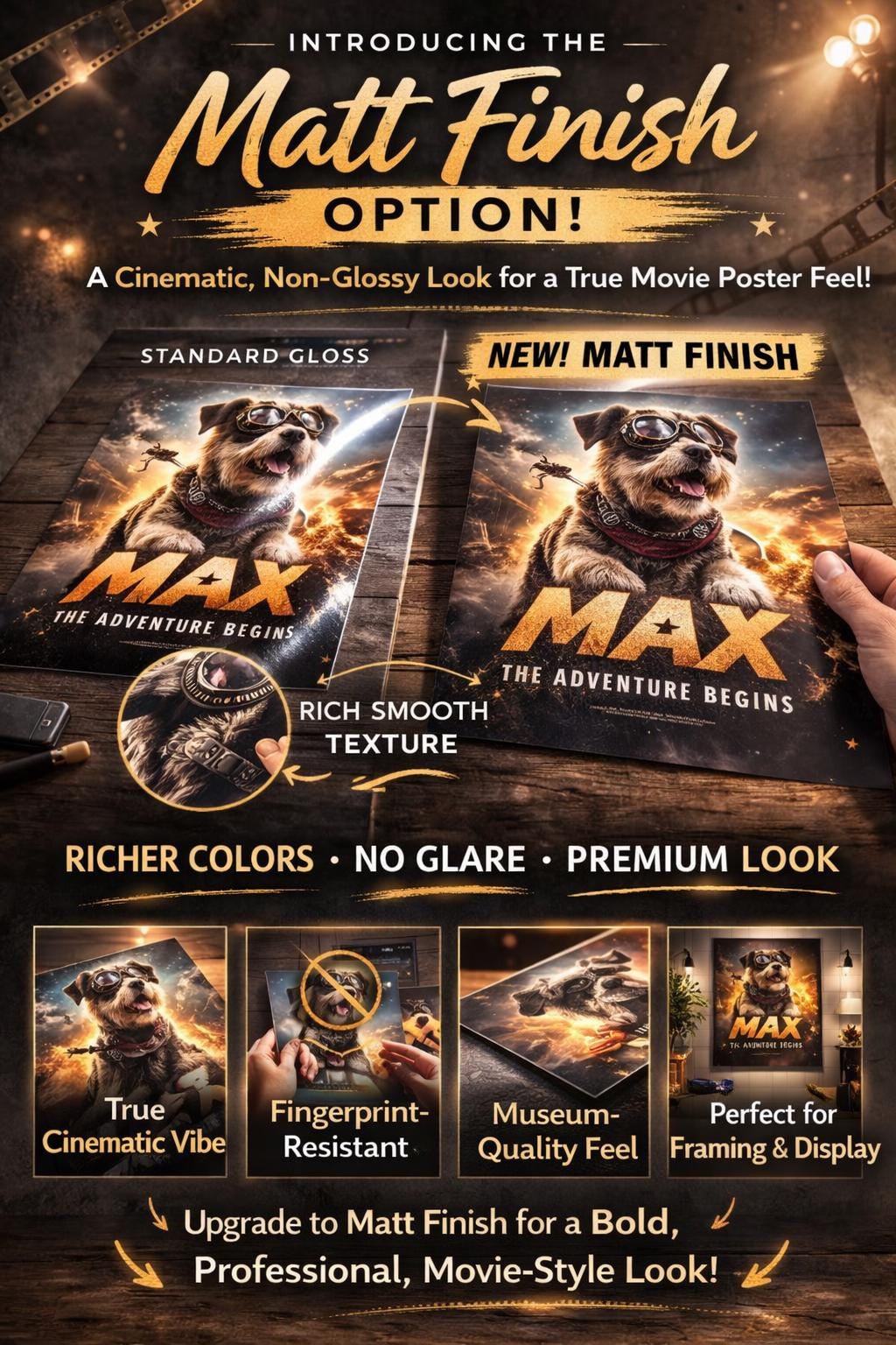 Custom Pet Movie Poster Print – Personalized Dog or Cat Hollywood Style Poster – Funny Pet Wall Art – Custom Pet Gift – 24x36 Poster