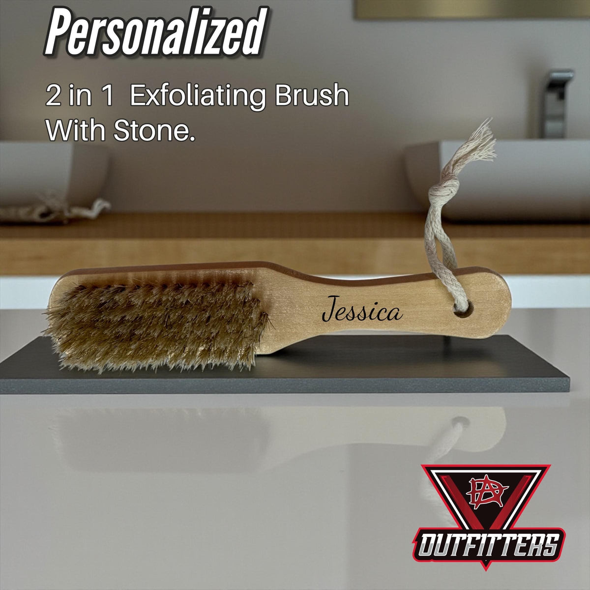 Wooden Pumice Brush - Dual Sided Hand, Nail and Foot Cleaner - Personalized Spa Gift