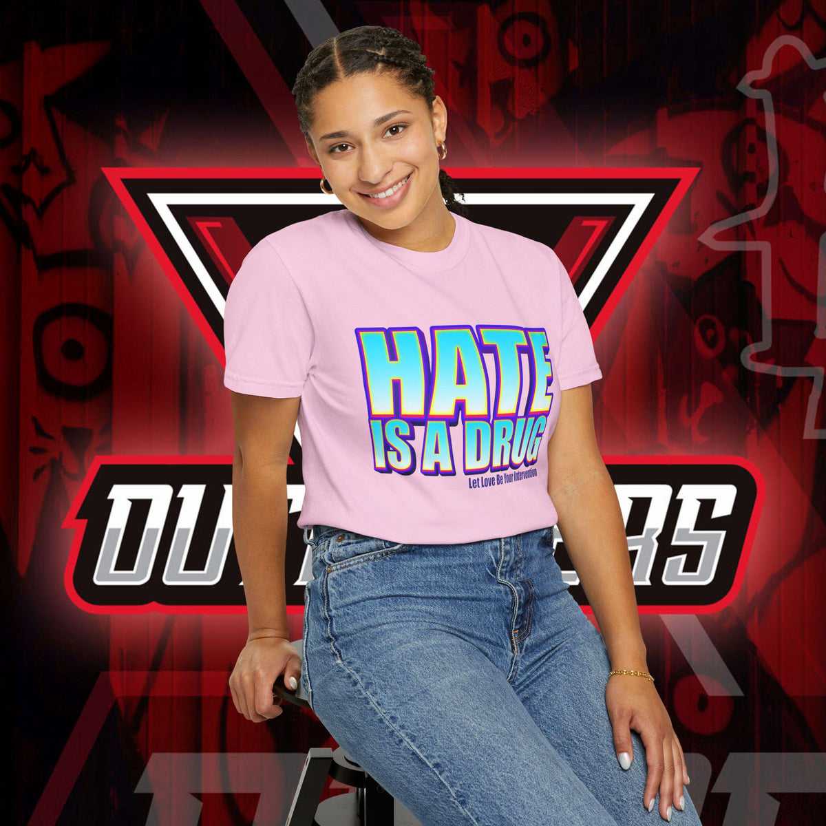 Unisex T-shirt, Hate is a drug anti bullying tee, DA Outfitters shirt, Unisex garment dyed tee, Graphic tee, Anti-bullying t-shirt, Activism