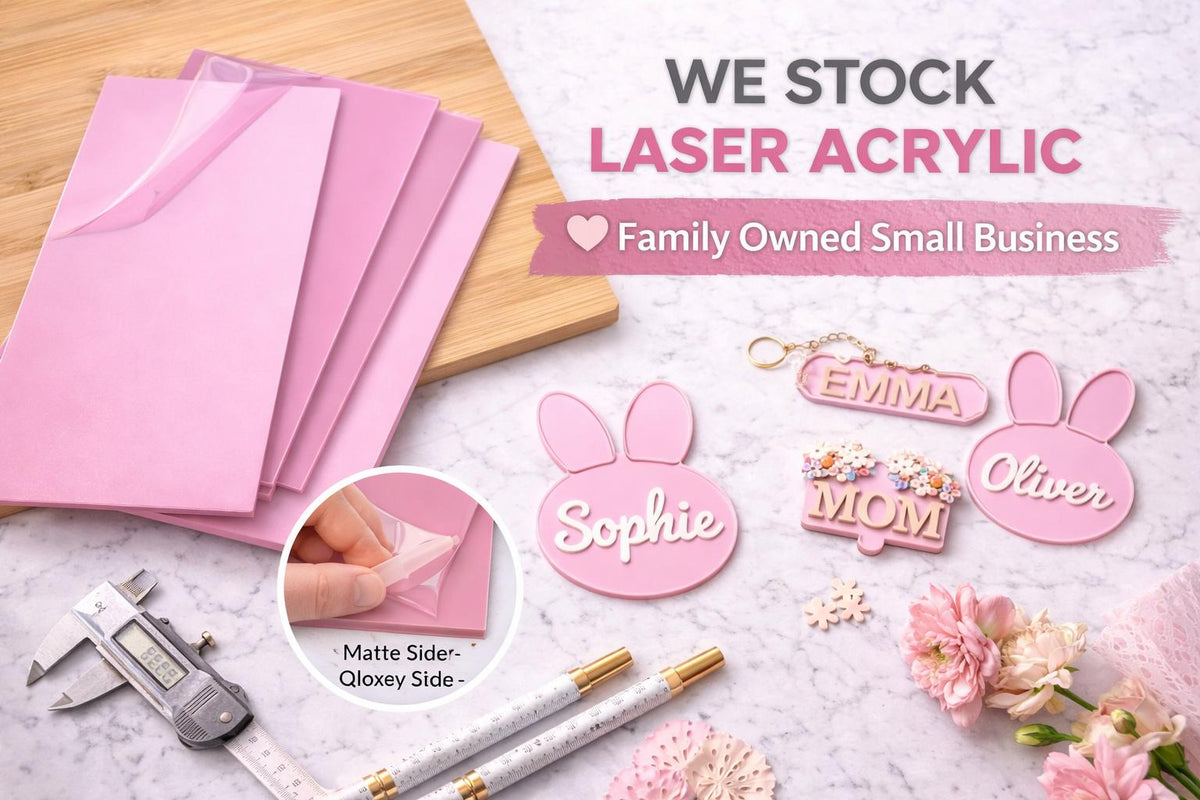 Pastel Pink Acrylic Sheet – 12" x 19" – 1/8" Thick – Matte / Gloss Finish – Glowforge Ready – Laser Cutting Craft Sheet