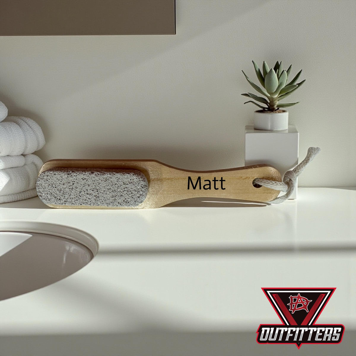 Wooden Pumice Brush - Dual Sided Hand, Nail and Foot Cleaner - Personalized Spa Gift