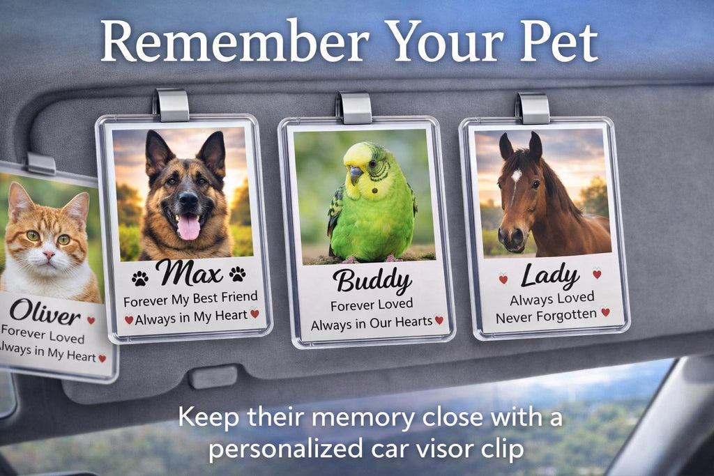 Personalized Dog Memorial Car Visor Clip, Pet Loss Sympathy Gift, Custom Dog Photo Car Accessory, Pet Remembrance Gift, Dog  Keepsake