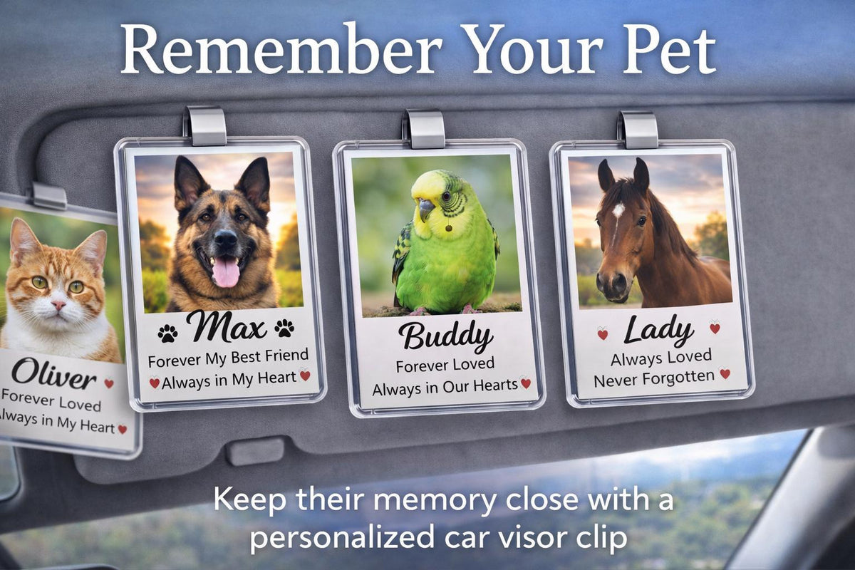 Personalized Dog Memorial Car Visor Clip, Pet Loss Sympathy Gift, Custom Dog Photo Car Accessory, Pet Remembrance Gift, Dog  Keepsake