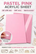 Pastel Pink Acrylic Sheet – 12" x 19" – 1/8" Thick – Matte / Gloss Finish – Glowforge Ready – Laser Cutting Craft Sheet