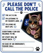 Funny Pet Car Window Cling | Please Don’t Call Police Dog & Cat Vehicle Decal | Personalized Pet Photo Static Cling | Emergency Contact Sign