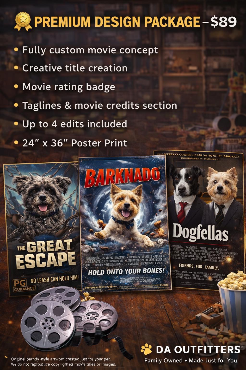 Custom Pet Movie Poster Print – Personalized Dog or Cat Hollywood Style Poster – Funny Pet Wall Art – Custom Pet Gift – 24x36 Poster