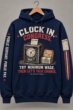 Navy Clock In Congress hoodie — digital mockup