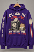 Purple Clock In Congress hoodie — digital mockup