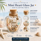 Personalized Beach Keepsake Bottle | Custom Vacation Sand Jar | Mini Heart Glass Jar | Beach Trip Honeymoon Cruise Memory Gift