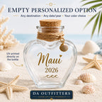 Personalized Beach Keepsake Bottle | Custom Vacation Sand Jar | Mini Heart Glass Jar | Beach Trip Honeymoon Cruise Memory Gift