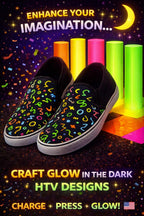 Glow in the Dark Heat Transfer Vinyl – 19.5” x 1 Yard HTV Roll – Blue, Green, Orange, Pink or Yellow – Shirt Craft Vinyl