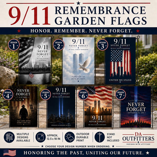 9/11 Remembrance Garden Flag, Never Forget Yard Flag, September 11 Memorial Flag, Patriotic Porch Decor