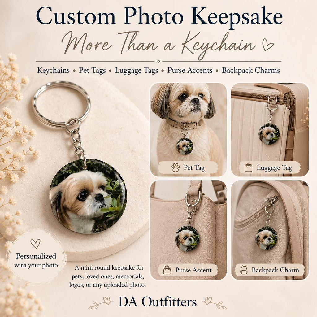 Custom Photo Keepsake Charm | Personalized Pet Tag Keychain | Luggage Tag Purse Accent | Backpack Charm | Upload Your Own Photo Gift