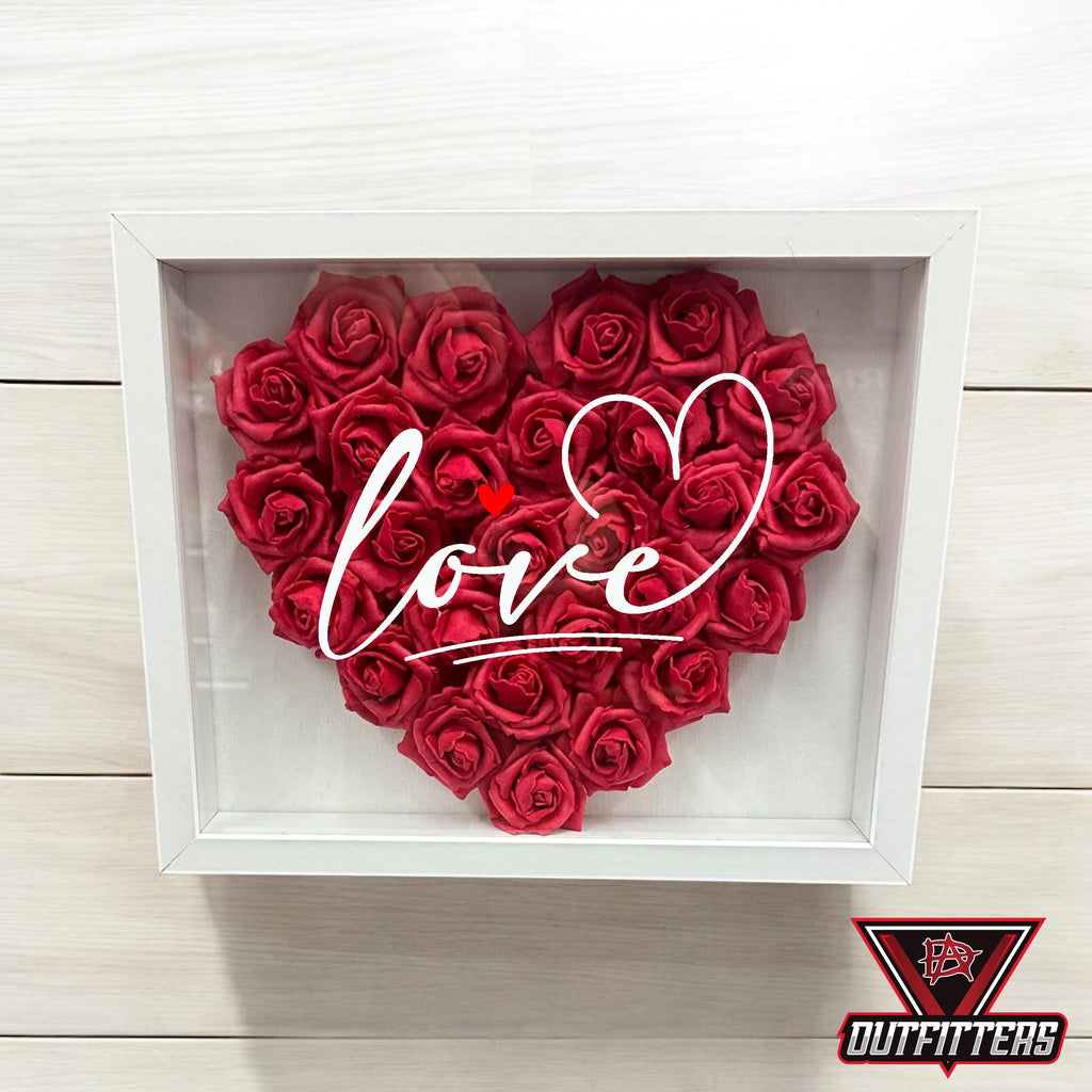 Custom Flower Heart Shadow Box for Her, Rose Shadow Box with Name,Heart Shaped Flower Box, Anniversary Gift, Valentine's Day Gift