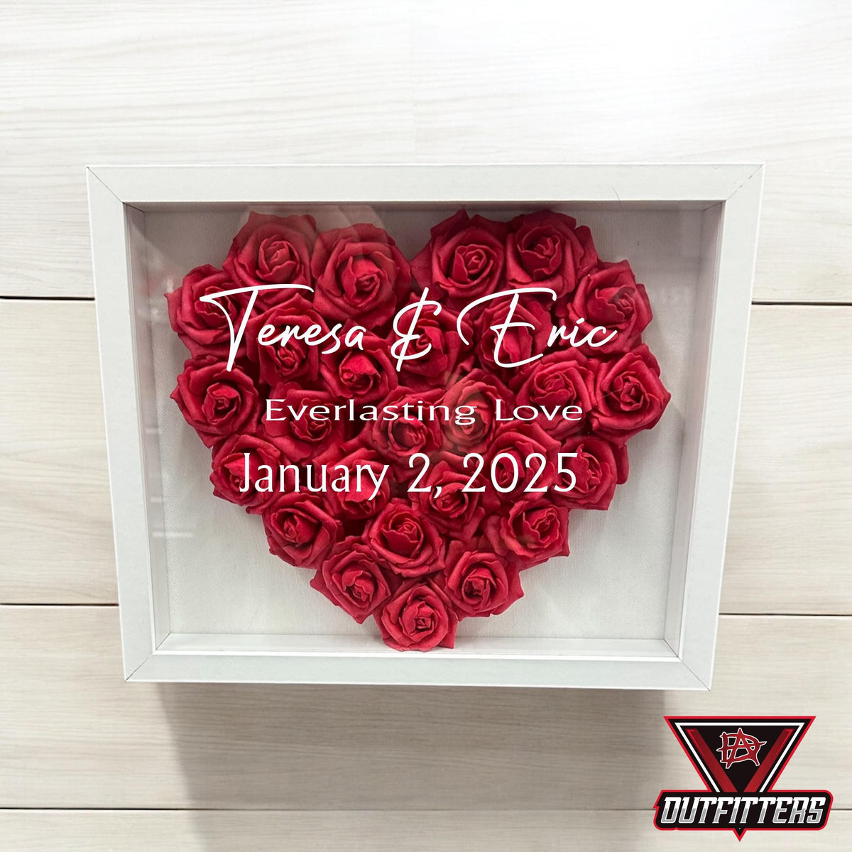 Custom Flower Heart Shadow Box for Her, Rose Shadow Box with Name,Heart Shaped Flower Box, Anniversary Gift, Valentine's Day Gift