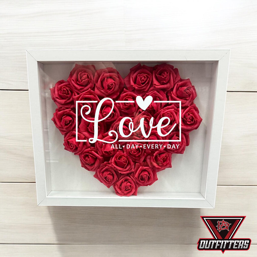 Custom Flower Heart Shadow Box for Her, Rose Shadow Box with Name,Heart Shaped Flower Box, Anniversary Gift, Valentine's Day Gift