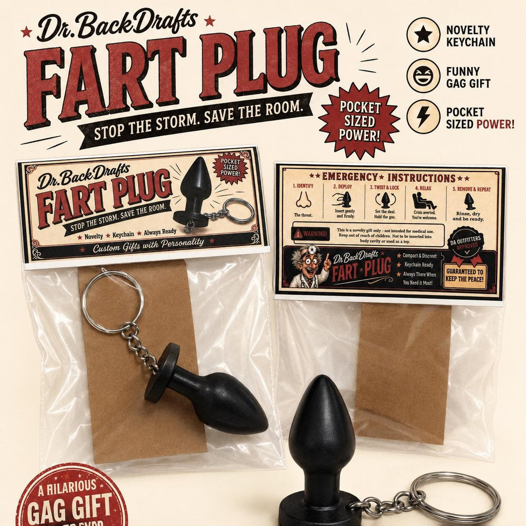 Dr. BackDrafts Fart Plug Novelty Keychain | Funny Gag Gift | White Elephant Gift | Coworker Prank | Adult Humor Stocking Stuffer