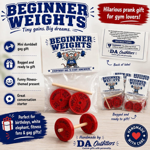 Beginner Weights Prank Gift | Funny Mini Barbell Gag Gift | Gym Lover Gift | White Elephant Gift | Fitness Joke Gift | Stocking Stuffer