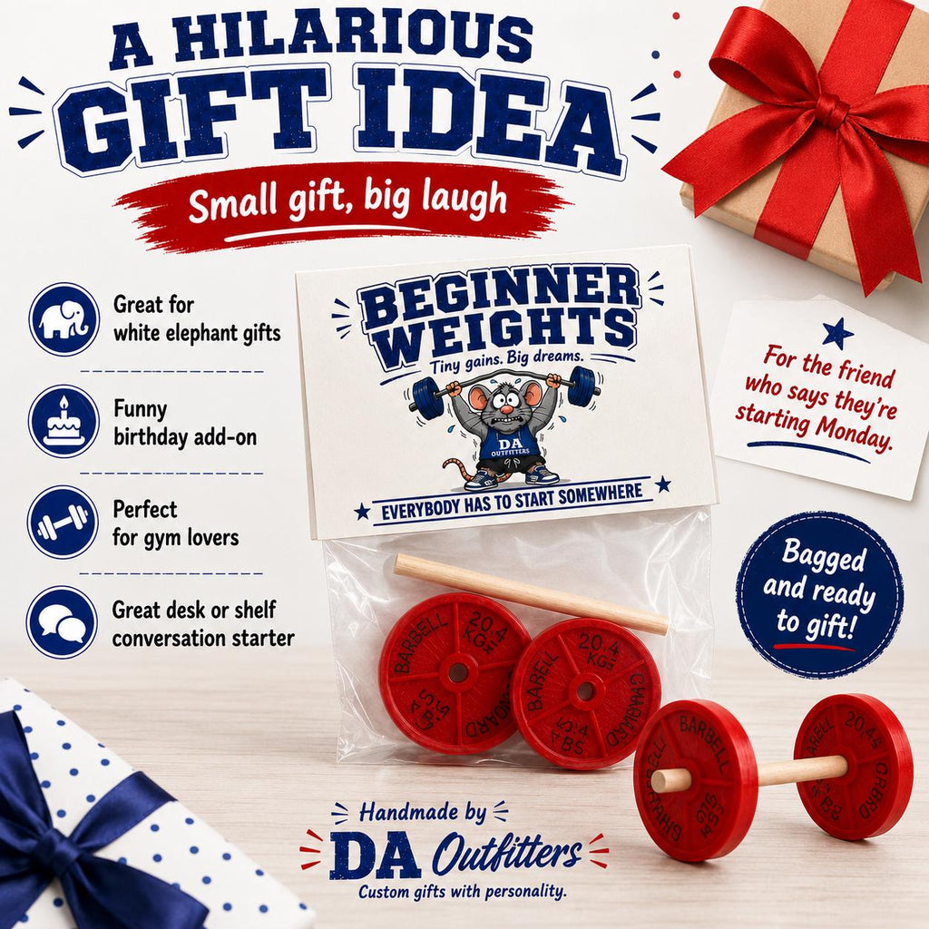 Beginner Weights Prank Gift | Funny Mini Barbell Gag Gift | Gym Lover Gift | White Elephant Gift | Fitness Joke Gift | Stocking Stuffer