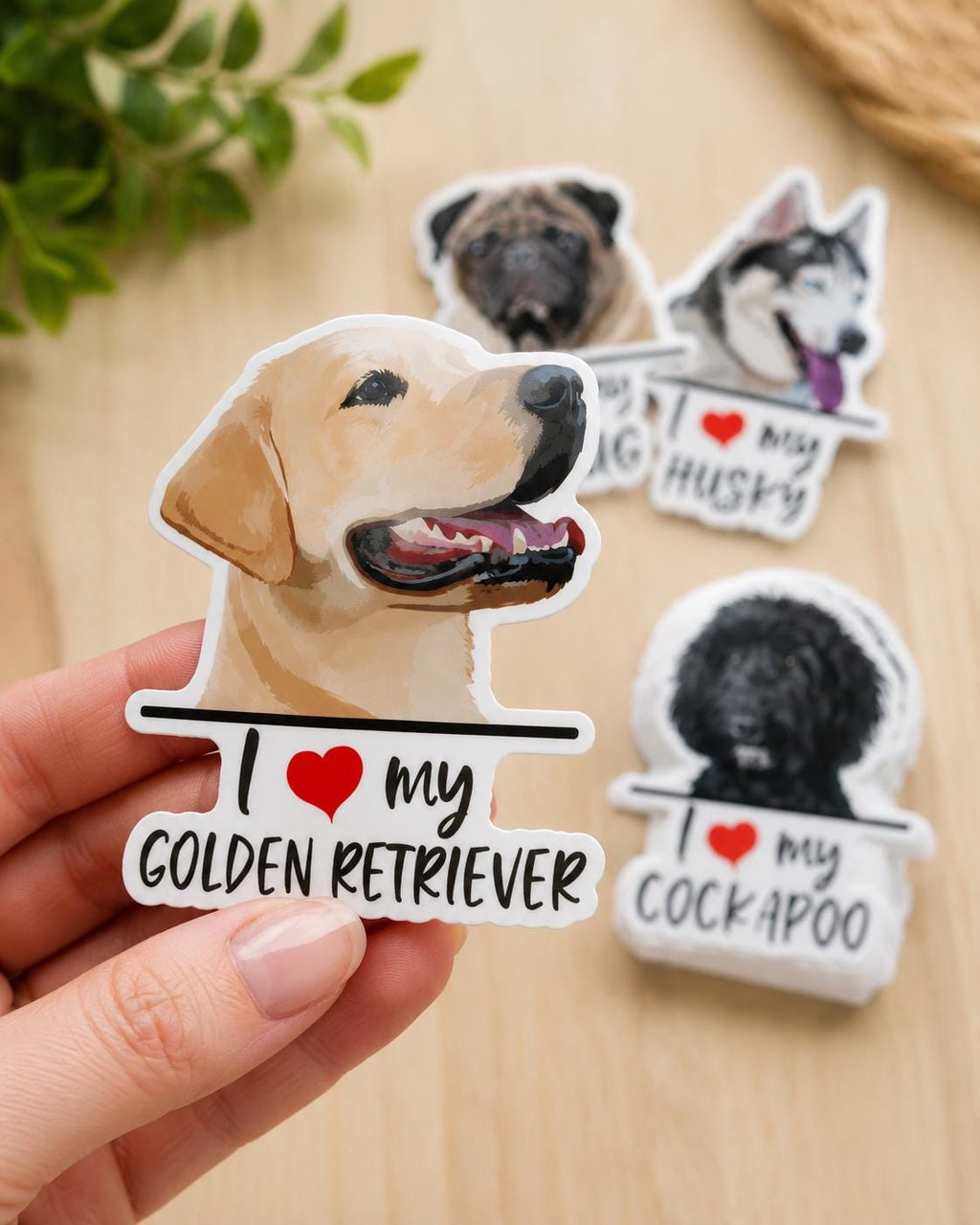 Custom Dog Photo Decal | Personalized Pet Portrait Sticker | I Love My Dog Breed Vinyl Decal | Custom Dog Sticker from Your Photo