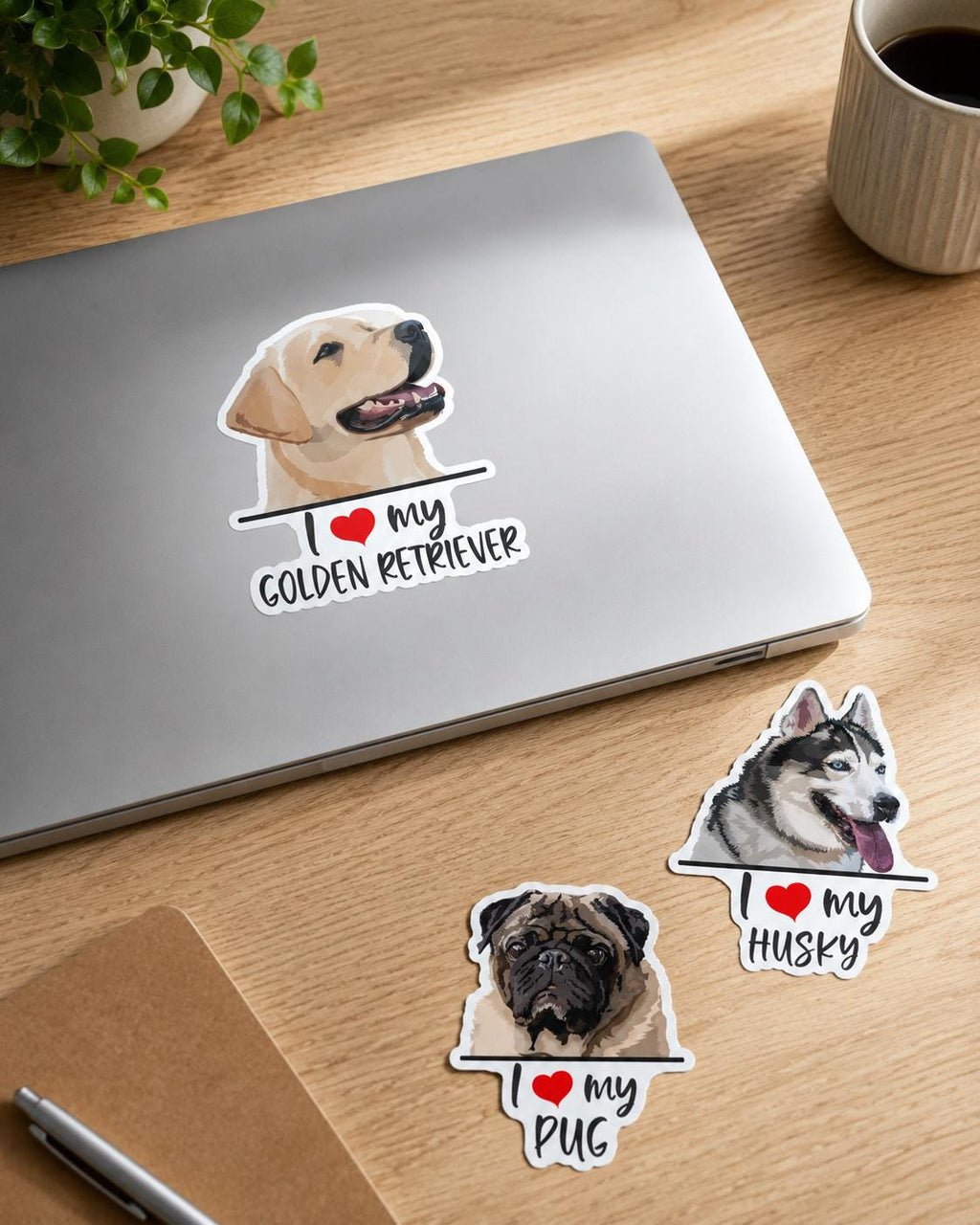 Custom Dog Photo Decal | Personalized Pet Portrait Sticker | I Love My Dog Breed Vinyl Decal | Custom Dog Sticker from Your Photo