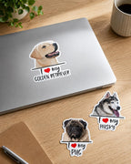 Custom Dog Photo Decal | Personalized Pet Portrait Sticker | I Love My Dog Breed Vinyl Decal | Custom Dog Sticker from Your Photo