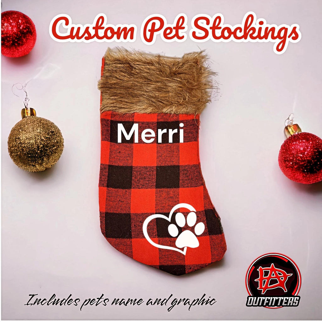 Personalized Buffalo Plaid Pet Christmas Stocking: Dog Cat Holiday Decor